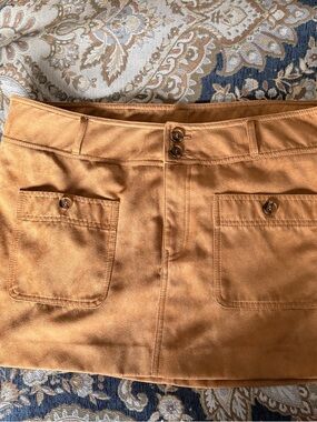 H&M Camel Brown Button-Front Mini Skirt